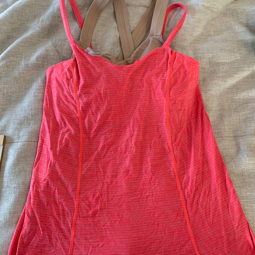 Pink striped lululemon top